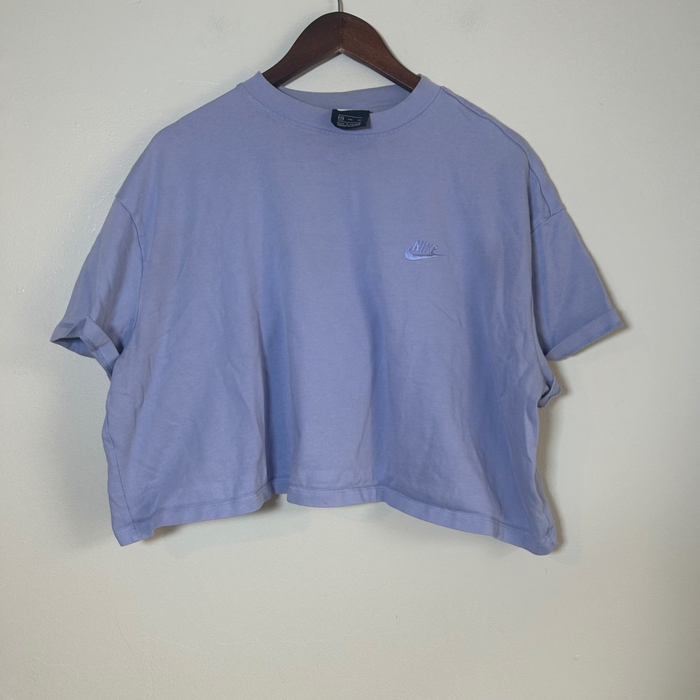 Nike Cropped T-Shirt Womens XXL Purple Boxy Fit Embroidered Logo Sportswear